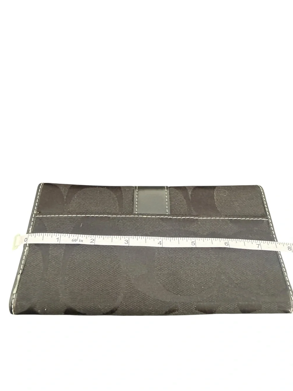 Coach Dark Brown Signature Continental Wallet with Leather Trim